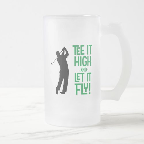 Cute Mens Golf Tee Funny Humor Sports Black Green Frosted Glass Beer Mug