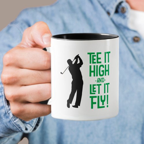 Cute Mens Golf Tee Funny Humor Sports Black Green Mug