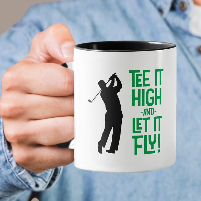 Cute Men's Golf Tee Funny Humor Sports Black Green Mug (Cute Men's Golf Tee Funny Humor Sports Black Green Mug)