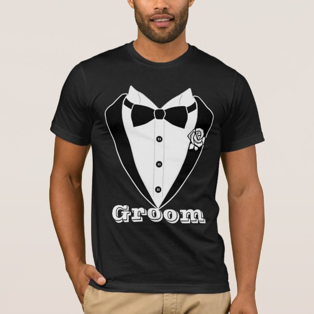 Cute Men's Suit Tuxedo Groom Personalized T-Shirt (Front)