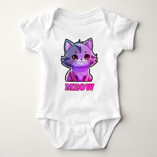 Cute Meow Baby Bodysuit (Front)