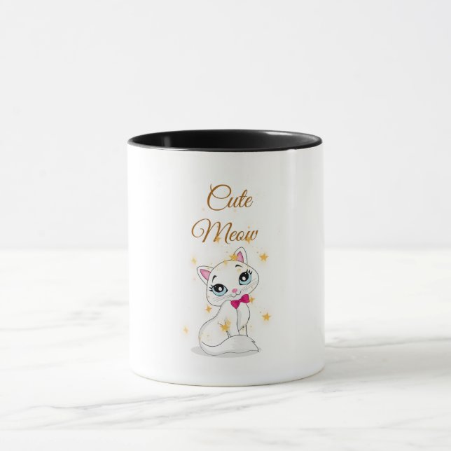 Cute Meow Cat Coffee Mug (Center)
