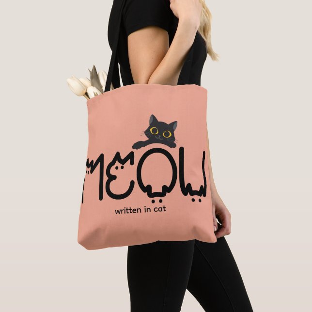 Cute MEOW Cat Mom Minimalist Tote Bag (Close Up)