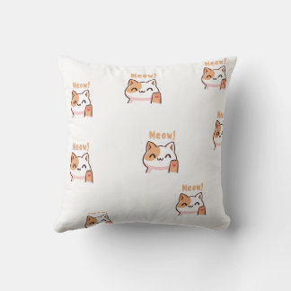 Cute Meow Cat Throw Pillow | Kawaii Cat Cushion