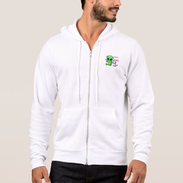 CUTE MEOW CAT WITH ALIEN  HOODIE (Front)
