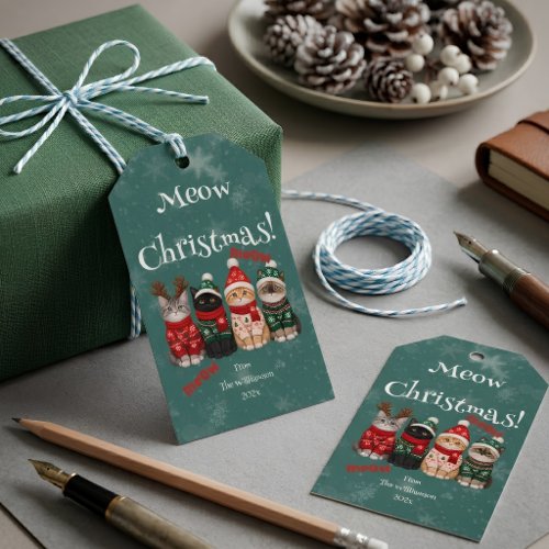 Cute Meow Christmas Festive Cat Gift Tags