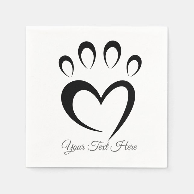 Cute Meow Paw Custom Text Personalized  Napkins (Front)