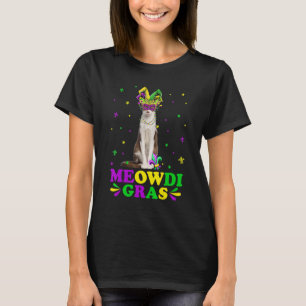 Cute Meowdi Gras Oriental Cat Carnival Mask Mardi  T-Shirt