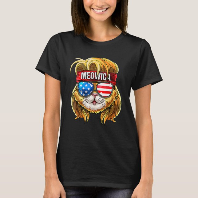 Cute Meowica Cat Mullet American Flag Patriotic 4t T-Shirt (Front)