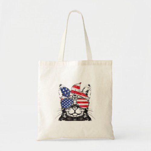 Cute Meowica Cat Patriotic 4Th Of July American Fl Tote Bag