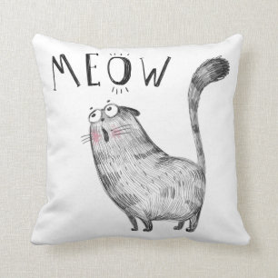 Cute Meowing Cat - MEOW Throw Pillow