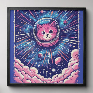 Cute Meowstranaut Cat Poster – Space Cat Wall Art Peel And Stick Photo Tile