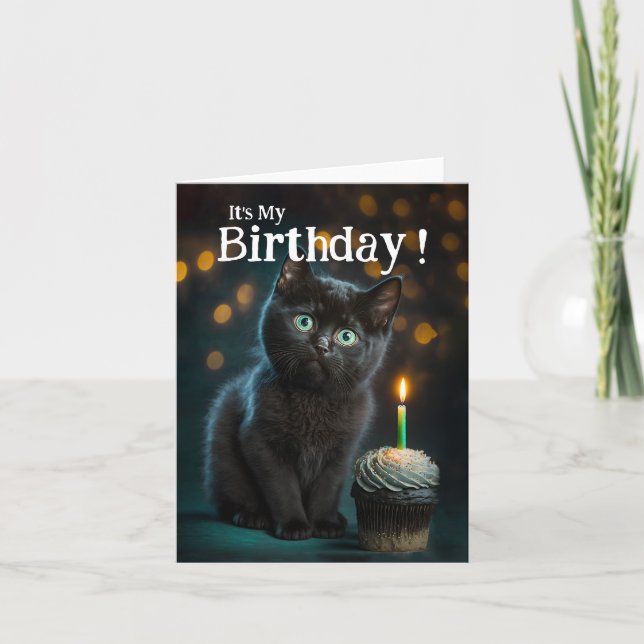 Cute Meowy Birthday Invitation, Customizable Invitation (Front)