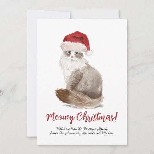 Cute Meowy Christmas Cat Custom Holiday Card