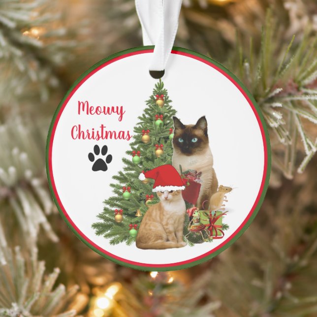 Cute Meowy Christmas Cat Friends Ornament (Tree)