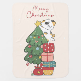 Cute Meowy Christmas Cat Kids Blanket