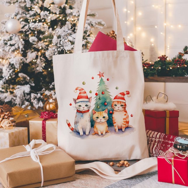 Cute Meowy Christmas Cats Tote Bag (Creator Uploaded)
