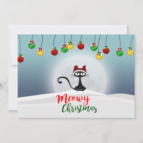 Cute Meowy Christmas Flat Holiday Card