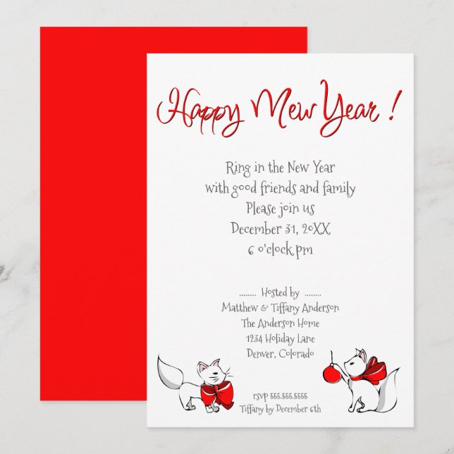 Cute Meowy Christmas Kitties Invitation (Front/Back)