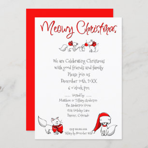 Cute Meowy Christmas Kitties Invitation