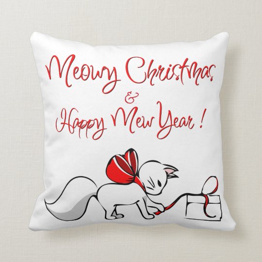 meowy christmas pillow