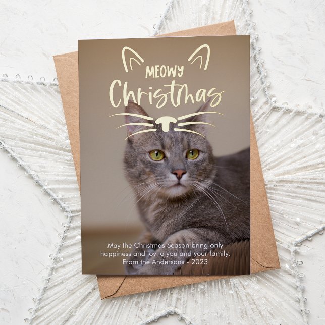 Cute Meowy Christmas Photo Foil Holiday Card (Creator Uploaded)