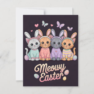 Cute Meowy Easter Cats Bunny Ears Card