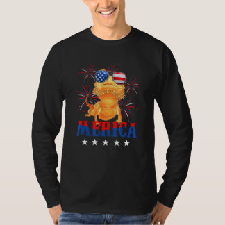 Cute Merica Bearded Dragon & Usa Flag Sunglasses 4 T-Shirt