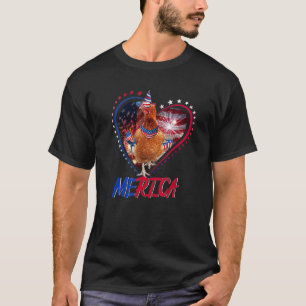 Cute Merica Chicken & Usa Flag Sunglasses 4th Of J T-Shirt