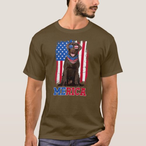Cute Merica Chocolate Lab USA Flag Sunglasses 4th T_Shirt