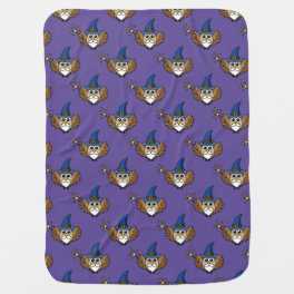 Cute Merlin the Wizard Owl Cartoon Baby Blanket