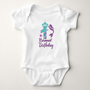 Cute Mermaid 1st Birthday Baby Bodysuit