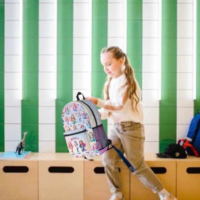 Cute Mermaid 5Th Grade Personalized Name Printed Backpack (Creator Uploaded)