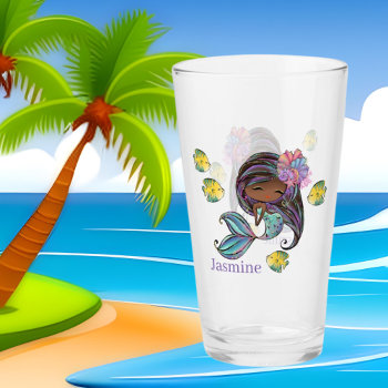 Cute Mermaid Add Name Fantasy Glass by DoodlesGifts at Zazzle