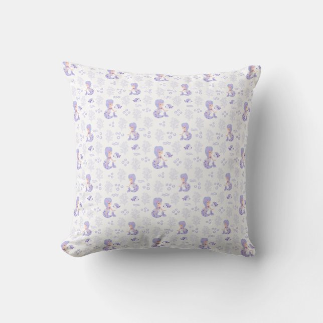 Cute Mermaid Adventure Throw Pillow (Front)