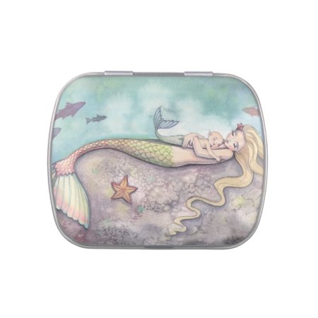 Cute Mermaid And Baby Baby Shower Favor Candy Tin