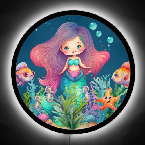 Cute Mermaid and Fish Girlss light LED Sign