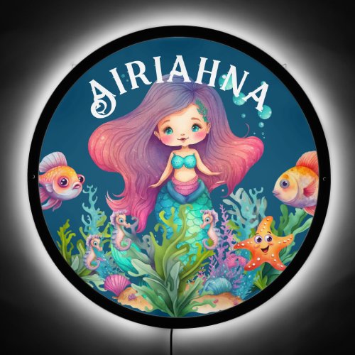 Cute Mermaid and Fish Girlss light LED Sign