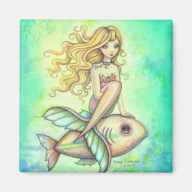 Cute Mermaid and Fish Magnet (Front)