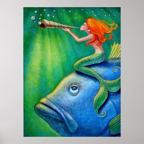 Cute Mermaid Art Poster