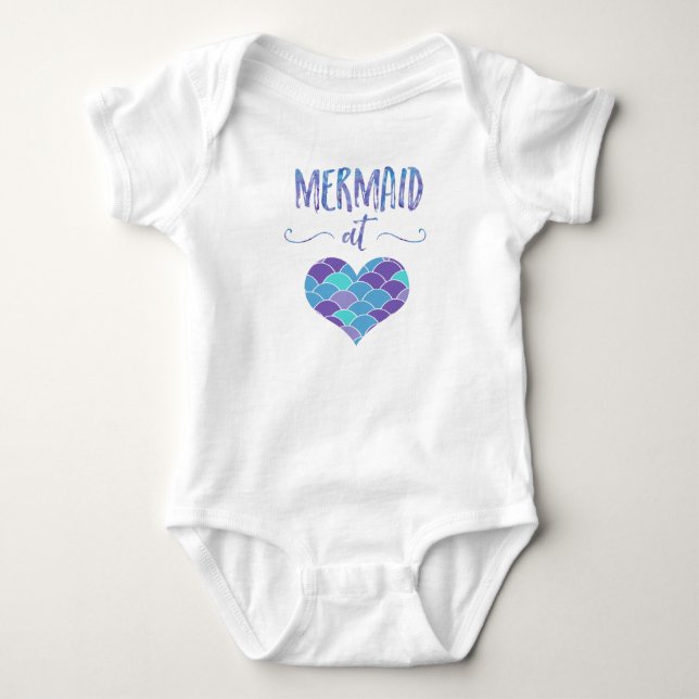 Cute Mermaid at Heart Baby Bodysuit (Front)