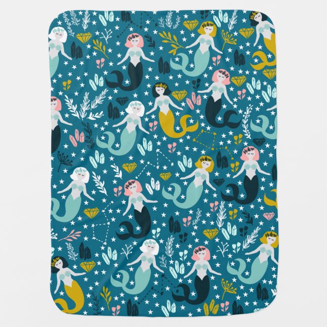 Cute Mermaid Baby Blanket (Front)