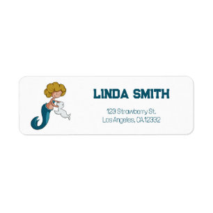 Cute Mermaid Baby Seal Return Address Label