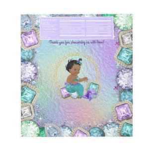 Cute Mermaid Baby Shower Candy Bar Wrapper Notepad