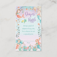 Cute Mermaid Baby Shower Diaper Raffle Ticket Enclosure Card