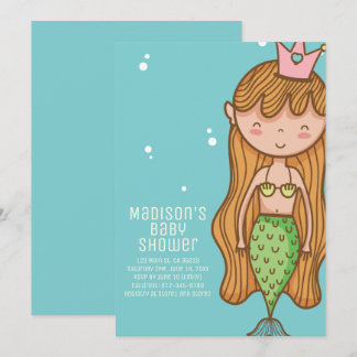 Cute Mermaid Baby Shower Invitation