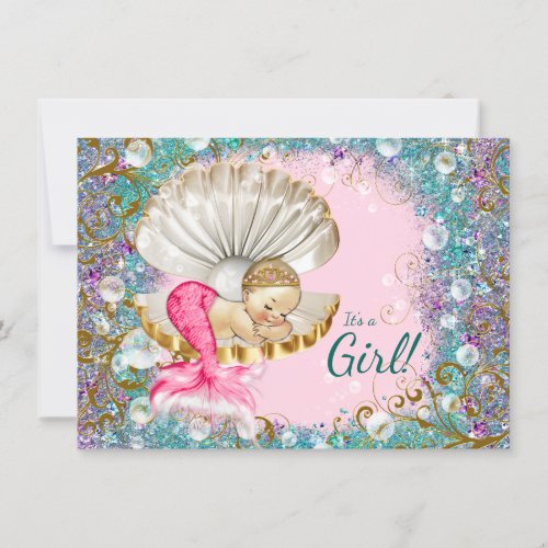 Cute Mermaid Baby Shower Invitations