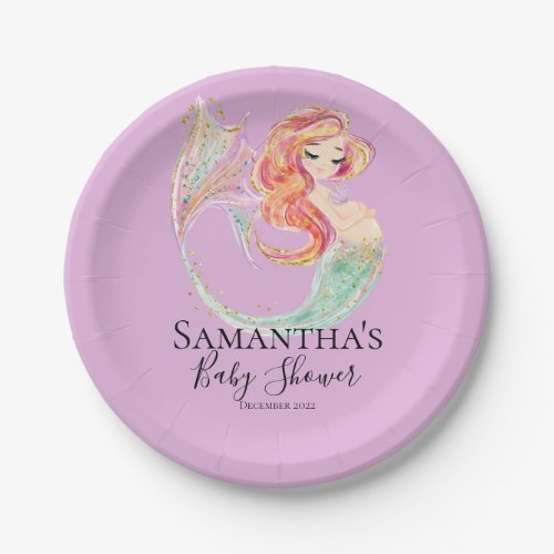 CUTE MERMAID BABY SHOWER PAPER PLATES