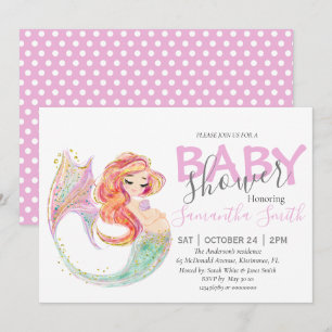 CUTE MERMAID BABY SHOWER Under the sea Announcement