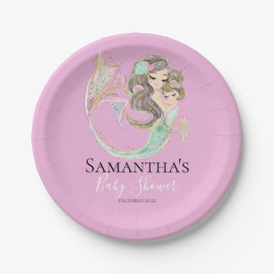 Cute MERMAID BABY SHOWER UNDER THE SEA Paper Plates
